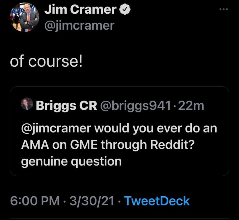 Cramer says he’s down for an AMA on Reddit