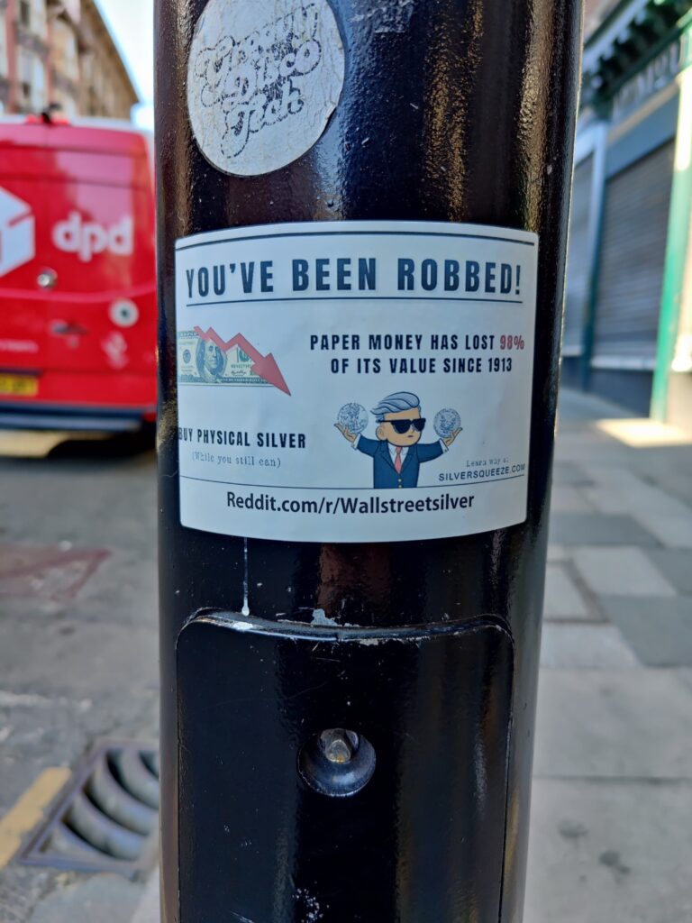 After being financially F*cked over by my countries court and legal systems yesterday I walk home pass this sticker, found tis sub, done some reading and went all in 😅✌️
